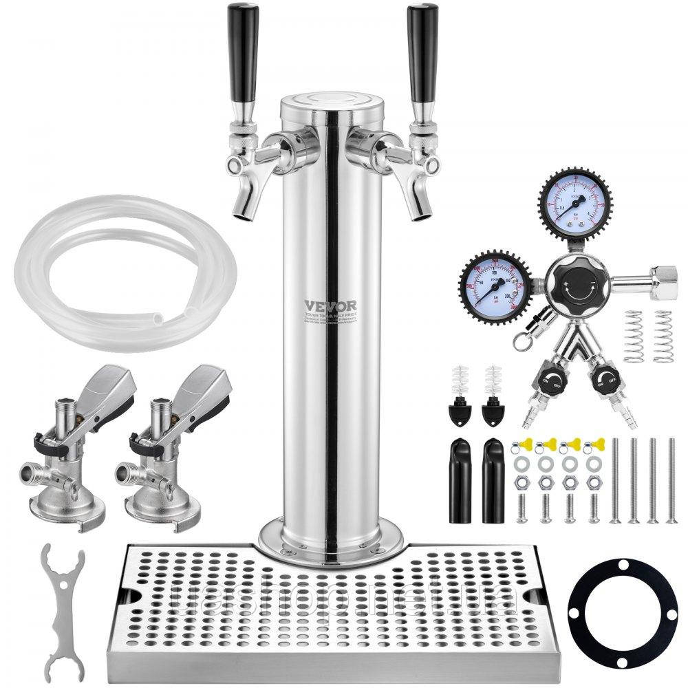 Vevor 312120 Набір Kegerator Tower, комплект для переобладнання пива Dual Tap Beer Conversion, дозатор пивної вежі з нержавіючої