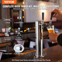 Vevor 312124 Набір Kegerator Tower, комплект для переобладнання пива Dual Tap Beer Conversion, дозатор пивної вежі з нержавіючої