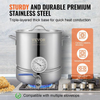 Vevor 312131 Система пивоваріння Brewing Kettle, домашня система пивоваріння, 18,93 л, казана для бродіння з нержавіючої сталі
