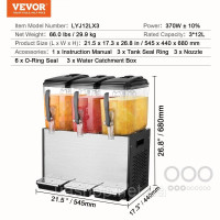 Vevor 312150 Диспенсер для комерційних напоїв 12Lx3 Диспенсер холодних соків Напої з льодом Vevor 312150 Диспенсер для комерційних напоїв 12Lx3 Диспенсер холодних соків Напої з льодом