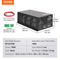 Vevor 312683 Блок живлення лазера CO2 Джерело живлення Лазерний гравер/різак 150 Вт Лазерна трубка