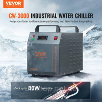 Vevor 312703 Промисловий водяний чиллер, CW-3000, 80 Вт промисловий водяний чиллер з повітряним охолодженням, ємністю бака для Vevor 312703 Промисловий водяний чиллер, CW-3000, 80 Вт промисловий водяний чиллер з повітряним охолодженням, ємністю бака для
