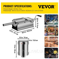Vevor 312217 Наповнювач для ковбаси 3 л М'ясорубка Ковбасна машина Наповнювач для ковбаси Горизонтальний розпилювач ковбаси з