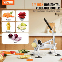 Vevor 312256 Комерційна овочерізка, фрукторізка 1/4 дюйма, овочерізка з нержавіючої сталі та алюмінієвого сплаву, ручна Vevor 312256 Комерційна овочерізка, фрукторізка 1/4 дюйма, овочерізка з нержавіючої сталі та алюмінієвого сплаву, ручна