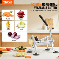 Vevor 312258 Комерційна овочерізка, фрукторізка 1/2 дюйма, овочерізка з нержавіючої сталі та алюмінієвого сплаву, ручна з