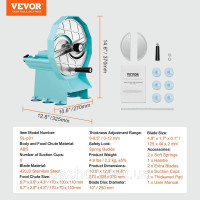 Vevor 312278 Ручна овочерізка для овочів і фруктів, товщина 0-12 мм, Регульована комерційна слайсерка, Подвійні отвори для подачі, Vevor 312278 Ручна овочерізка для овочів і фруктів, товщина 0-12 мм, Регульована комерційна слайсерка, Подвійні отвори для подачі,
