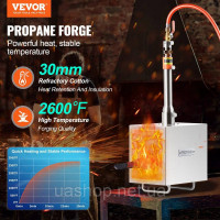 Vevor 312741 Portable Propane Forge 1 Burner Melting Furnace Kit Square 1427℃ Vevor 312741 Portable Propane Forge 1 Burner Melting Furnace Kit Square 1427℃