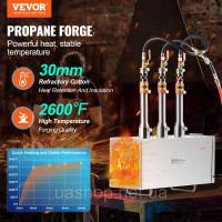 Vevor 312740 Portable Propane Forge 3 Burner Melting Furnace Kit Square 1427℃ Vevor 312740 Portable Propane Forge 3 Burner Melting Furnace Kit Square 1427℃