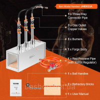 Vevor 312740 Portable Propane Forge 3 Burner Melting Furnace Kit Square 1427℃ Vevor 312740 Portable Propane Forge 3 Burner Melting Furnace Kit Square 1427℃