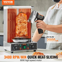 Vevor 312280 Шашличниця Kebab Slicer 80 Вт, Акумуляторний електричний ніж для гіроскопів, Електричний ніж для шаурми з