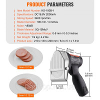 Vevor 312279 Шашличниця Kebab Slicer 80 Вт, Акумуляторний електричний ніж для гіроскопів, Ніж для турецької шаурми з регульованою
