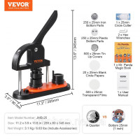Vevor 312779 Машина для виготовлення значків 25 мм 500 шт. Прес для виготовлення значків, прес для кнопок, машина для виготовлення