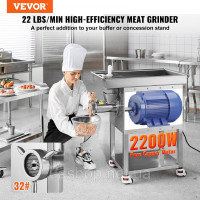 Vevor 312292 Промислова електрична м'ясорубка 9,98 кг/хв 2200 Вт Кухня з нержавіючої сталі Vevor 312292 Промислова електрична м'ясорубка 9,98 кг/хв 2200 Вт Кухня з нержавіючої сталі