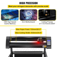 Vevor 312799 Вініловий різак Vinyl Cutter Max. Подача паперу 720 мм, зусилля різання вінілового плоттера 500 г, плоттерний різак з
