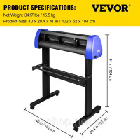 Vevor 312804 Плотер для різання фольги 870 мм Плотер для різання вінілу з вивіскою Master Plotter Плотер для різання фольги