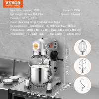 Vevor 312326 Професійний кухонний міксер, стаціонарний міксер об'ємом 18,7 л з 3 регульованими швидкостями, тістомісильник