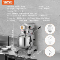 Vevor 312322 Кухонний комбайн Настільний міксер 1100 Вт Тестомісильна машина 18,7 л Тістомісильна машина Vevor 312322 Кухонний комбайн Настільний міксер 1100 Вт Тестомісильна машина 18,7 л Тістомісильна машина