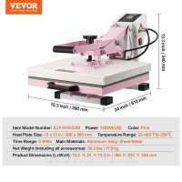 Vevor 312833 Футболки Heat Press Transfer Press 38x38cm, розтяжні, рожеві Vevor 312833 Футболки Heat Press Transfer Press 38x38cm, розтяжні, рожеві