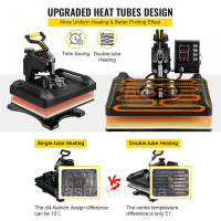 Vevor 312848 6 в 1 термопрес 1000 Вт 29 x 38 см термопрес машина 0-210 °C DIY прес для футболок з цифровим світлодіодним контролем