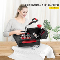Vevor 312850 5 в 1 трансферний прес 29x38см машина для друку на футболках 1000 Вт термопрес текстильний прес червоний термопрес Vevor 312850 5 в 1 трансферний прес 29x38см машина для друку на футболках 1000 Вт термопрес текстильний прес червоний термопрес