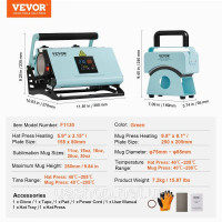 Vevor 312857 2 в 1 термопрес кружка капелюх термомашина капелюх прес 155х80мм Vevor 312857 2 в 1 термопрес кружка капелюх термомашина капелюх прес 155х80мм