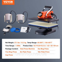 Vevor 312872 Теплопресова машина 12x15 дюймів 6в1 Сублімаційна трансферна футболка