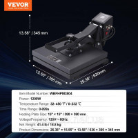 Vevor 312877 Термопрес 38x38 см Сублімаційний принтер для перенесення друку на футболку своїми руками