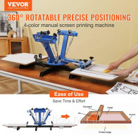 Vevor 312916 трафаретний друк Футболки трафаретний друк машина 4 кольори 2 станції футболки прес тепловий прес передача прес diy