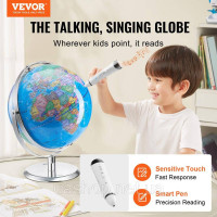 Vevor 313388 Інтерактивний глобус Talking Globe 228,6 мм для дітей Освітній глобус зі смарт-розумною ручкою Світлодіодний нічник