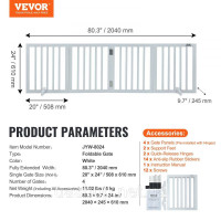Vevor 312966 Ворота для собак Pet Fence Child Safety Gate Foldable 508x610mm Товари для тварин