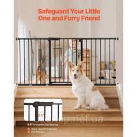 Vevor 312973 Перегородка для сходів та дверей Baby Gate з регульованою шириною (154-161 см), сходова хвіртка заввишки 76,2 см з Vevor 312973 Перегородка для сходів та дверей Baby Gate з регульованою шириною (154-161 см), сходова хвіртка заввишки 76,2 см з