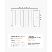 Vevor 312963 Роздільник для воріт для собак Baby Gate 750-1092 мм, регульована ширина, білий