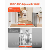 Vevor 312964 Роздільник для воріт для собак Baby Gate 750-1092 мм, регульована ширина, чорний