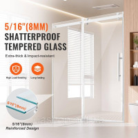 Vevor 313000 Безкаркасні душові двері, розсувні душові двері, душова кабіна, душова кабіна, скло 8мм