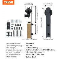 Vevor 313035 Фурнітура для розсувних дверей 244см I-подібна система для розсувних дверей з направляючими з 2 частин 150кг Vevor 313035 Фурнітура для розсувних дверей 244см I-подібна система для розсувних дверей з направляючими з 2 частин 150кг