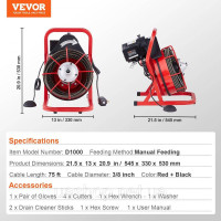 Vevor 313537 Трубоочисна машина Трубоочисна машина ручна подача 22,86мх9,53мм