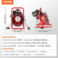 Vevor 313538 Трубоочисна машина Трубоочисна машина ручна подача 15мх9,53мм Vevor 313538 Трубоочисна машина Трубоочисна машина ручна подача 15мх9,53мм
