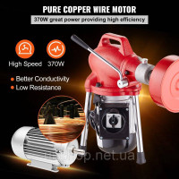 Vevor 313544 Трубоочисна машина Трубоочисна машина 370W 36.6mx16mm/7mx9.5mm Vevor 313544 Трубоочисна машина Трубоочисна машина 370W 36.6mx16mm/7mx9.5mm