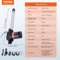 Vevor 313066 Комплект лінійного приводу 24V 25,4 см 2,5 см/с 99,79 кг/1000 Н із захистом IP44 Vevor 313066 Комплект лінійного приводу 24V 25,4 см 2,5 см/с 99,79 кг/1000 Н із захистом IP44