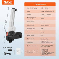 Vevor 313067 Комплект лінійного приводу 24V 33,02 см 1,4 см/с 99,79 кг/1000 Н із захистом IP44 Vevor 313067 Комплект лінійного приводу 24V 33,02 см 1,4 см/с 99,79 кг/1000 Н із захистом IP44