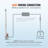 Vevor 313074 3000N Лінійний привід DC 12V Лінійний привід IP65 Електричний лінійний двигун 500 мм довжина ходу Рівень шуму ≤60 дБ Vevor 313074 3000N Лінійний привід DC 12V Лінійний привід IP65 Електричний лінійний двигун 500 мм довжина ходу Рівень шуму ≤60 дБ