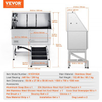 Vevor 313604 Професійна ванна для догляду за собаками 1574,8 мм з нержавіючої сталі для домашніх тварин ванна для миття собак