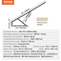 Vevor 313093 Підйомна пружина для ліжка Ліжко до 120 кг Стінка своїми руками Фурнітура 150 см