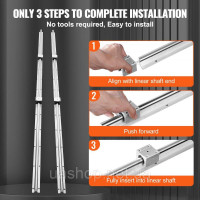 Vevor 313102 Лінійна напрямна лінійна рейка 2 шт SBR20-2200мм вуглецева сталь алюмінієва лінійна рейка з 4 шт SBR20UU розсувні