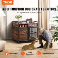 Vevor 313634 Клітка для собак 104.1x59.9x91.9 см клітка для собак з рами з вуглецевої сталі та ДСП P2 вінтажний приставний столик Vevor 313634 Клітка для собак 104.1x59.9x91.9 см клітка для собак з рами з вуглецевої сталі та ДСП P2 вінтажний приставний столик