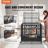 Vevor 313635 Клітка для собак 107x77x94см клітка для собак з нержавіючої оцинкованої сталевої труби з електростатичним покриттям