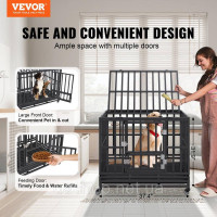 Vevor 313637 Клітка для собак 95×65×81см клітка для собак з нержавіючої оцинкованої сталевої труби з електростатичним покриттям