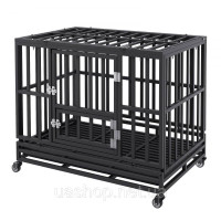 Vevor 313637 Клітка для собак 95×65×81см клітка для собак з нержавіючої оцинкованої сталевої труби з електростатичним покриттям
