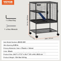 Vevor 313639 Клітка 2-ярусна клітка для тхорів лоток 610х440х865 мм