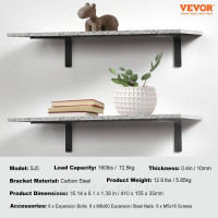 Vevor 313149 Кронштейни для полиць 410 x 155 x 35 мм 4 упаковки Плаваючі кронштейни для полиць для важких умов Кронштейни для